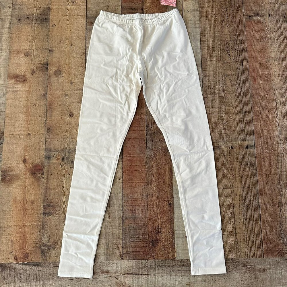 Fabkids Girls Cream Marshmallow solid leggings -XL